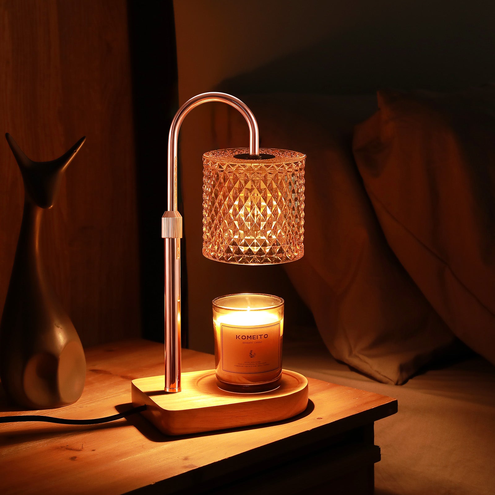 Candle Warmer Lamp with Timer & Dimmer -Rose Gold Pole Adjustable, 50W Bulb*2, Flameless Candle Heater Lamp for Jar Candles, Mothers Day Gifts for Mum & Home Decor, Warming Gifts for Women